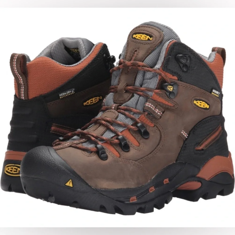 Keen Brown and Orange Men's Waterproof Hiking Boots
